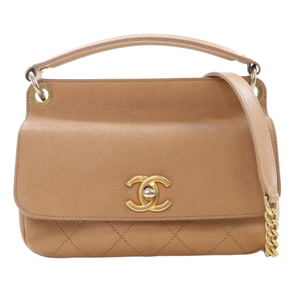 Pre-Loved Chanel Small Stitched Caviar CC Lock Top Handle Flap - Picture 1 of 12